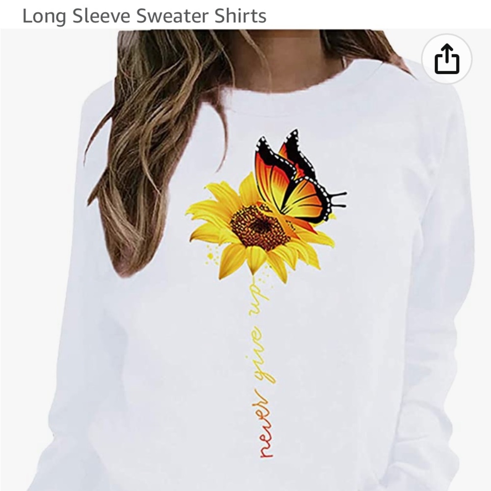 Long sleeve butterfly and sunflower shirt